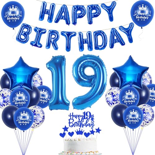 19. Geburtstag Dekoration Blau 19. Geburtstag Deko Junge Blau Tortendeko Geburtstag 19 Jahre Junge Party Deko Blau Luftballon 19 Geburtstag Blau 19 Geburtstag Mädchen Junge Ballon Marineblau von Haosell