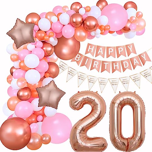 20 Geburtstag Frauen 20. Luftballon Girlande Rosegold 20 Geburtstag Dekoration Frauen 20. Geburtstag Deko Frauen Luftballon Girlande Rosa 20 Jahre Geburtstagsdeko 20 Frauen Luftballons von Haosell