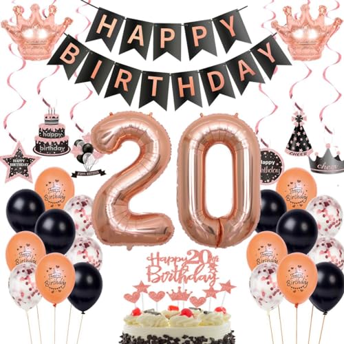 20. Geburtstag Dekorationen Rosegold Schwarz,Luftballon 20 Rosegold,Ballons 20 Geburtstag Frauen,Deko 20. Frau Schwarz,Geburtstagsdeko 20 Jahr Frau,Party Deko 20 Jahre 20. Geburtstag Dekorationen Rosegold Schwarz,Luftballon 20 Rosegold,Ballons 20 Geburtstag Frauen,Deko 20. Frau Schwarz,Geburtstagsdeko 20 Jahr Frau,Party Deko 20 Jahre von Haosell