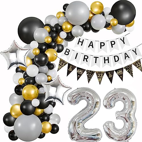 23 Geburtstag Deko Frauen 23 Jahr Geburtstag Schwarz Grau Gold Geburtstagsdeko 23 Luftballon Männer Deko 23 Geburtstag Ballon Girlande 23 Luftballons Girlande Schwarz Grau Ballon 23 Geburtstag von Haosell