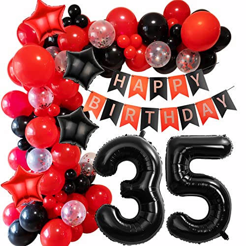 35 Geburtstag Ballon Girlande Schwarz Rot Geburtstagsdeko 35 Mädchen Luftballons Girlande Deko 35 Geburtstag Luftballon Junge 35 Jahr Geburtstagdeko Girlande Ballon Rot Deko 35. Geburtstag von Haosell