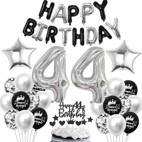 44 Geburtstag Deko Schwarzes Silber Deko 44. Geburtstag Mann Schwarz Tortendeko 44 Geburtstag Frau 44 Geburtstag Dekoration 44 Jahre Schwarz Silber Party Ballons 44. Geburtstag Schwarz Silber von Haosell