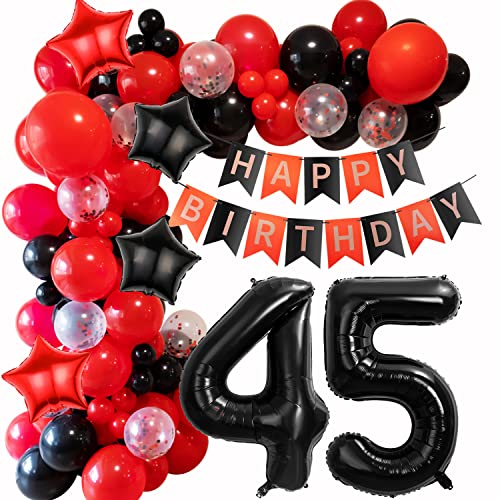 45 Geburtstag Ballon Girlande Schwarz Rot Geburtstagsdeko 45 Mädchen Luftballons Girlande Deko 45 Geburtstag Luftballon Junge 45 Jahr Geburtstagdeko Girlande Ballon Rot Deko 45. Geburtstag von Haosell