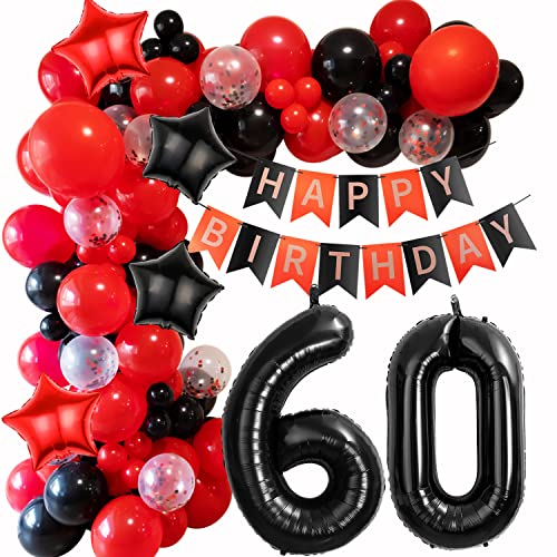 60 Geburtstag Ballon Girlande Schwarz Rot Geburtstagsdeko 60 Mädchen Luftballons Girlande Deko 60 Geburtstag Luftballon Junge 60 Jahr Geburtstagdeko Girlande Ballon Rot Deko 60. Geburtstag von Haosell