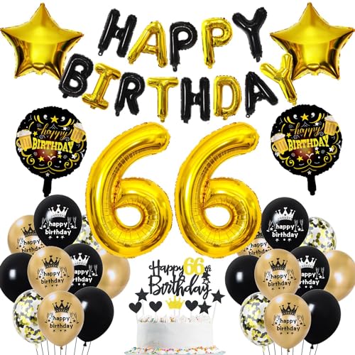 66 Geburtstag Deko Schwarz Gold 66. Geburtstag Mann Frau Gold 66 Jahr Geburtstagdeko 66. Ballon Schwarz Gold Deko 66 Jahr Party Decoration Luftballons 66 Geburtstag Schwarz Gold 66 Tortendeko von Haosell