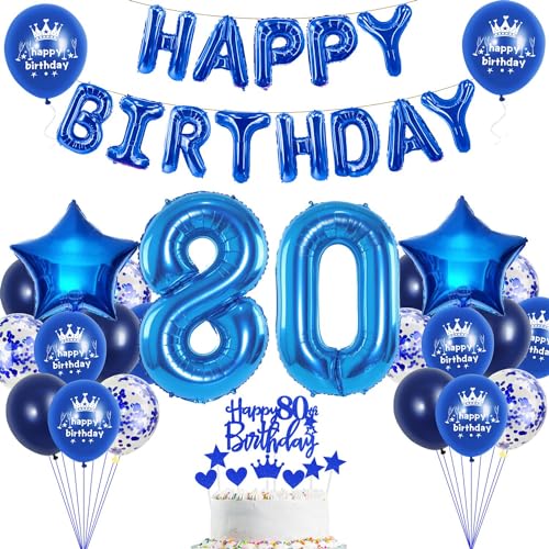 80. Geburtstag Dekoration Blau 80. Geburtstag Deko Mann Blau Tortendeko Geburtstag 80 Jahre Mann Party Deko Blau Luftballon 80 Geburtstag Blau 80 Geburtstag Frau Mann Ballon Marineblau von Haosell