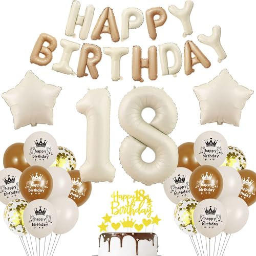 Beige Luftballon 18. Geburtstag Mädchen 18 Geburtstag Deko Beige Luftballon Geburtstag 18 Creme 18 Jahre Geburtstagsdeko Mädchen Junge 18 Jahre Beige Gold Ballon 18. Happy Birthday Girlande Beige von Haosell