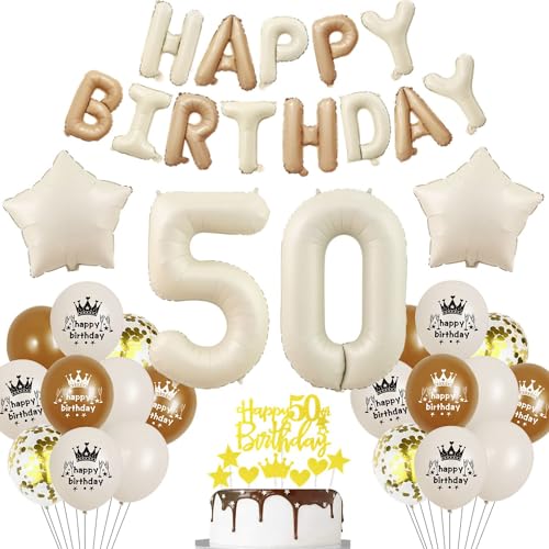 Beige Luftballon 50. Geburtstag Frau 50 Geburtstag Deko Beige Luftballon Geburtstag 50 Creme 50 Jahre Geburtstagsdeko Frau Mann 50 Jahre Beige Gold Ballon 50. Happy Birthday Girlande Beige von Haosell