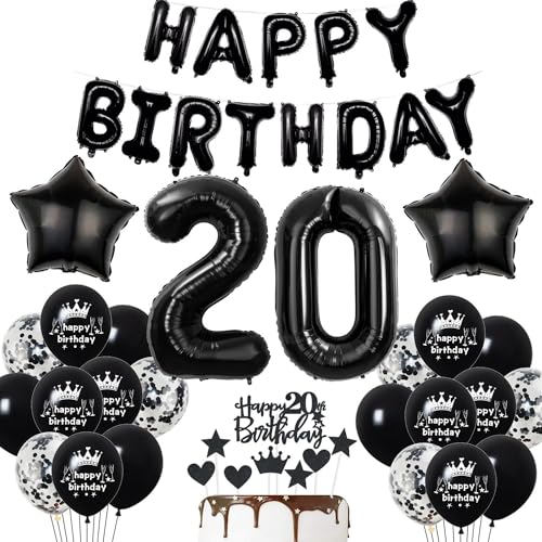 Deko 20. Geburtstag Mann Schwarz Tortendeko 20 Geburtstag Frau Luftballons 20. Geburtstag Schwarz Party Ballons 20 Geburtstag Dekoration Schwarz Geburtstagsdeko 20 Jahre Mann Deko Schwarze von Haosell