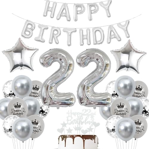 Deko 22. Geburtstag Mann Silber Luftballon 22 Jahre Silber Party Ballons 22 Geburtstag Dekoration 22 Geburtstags ballon Frau Luftballon 22. Geburtstag Silber 22 Jahre Party Deko von Haosell