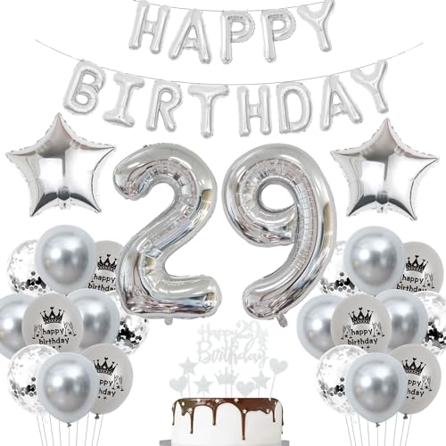 Deko 29. Geburtstag Mann Silber Luftballon 29 Jahre Silber Party Ballons 29 Geburtstag Dekoration 29 Geburtstags ballon Frau Luftballon 29. Geburtstag Silber 29 Jahre Party Deko von Haosell