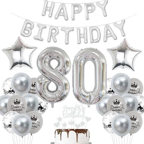 Deko 80. Geburtstag Mann Silber Luftballon 80 Jahre Silber Party Ballons 80 Geburtstag Dekoration 80 Geburtstags ballon Frau Luftballon 80. Geburtstag Silber 80 Jahre Party Deko von Haosell