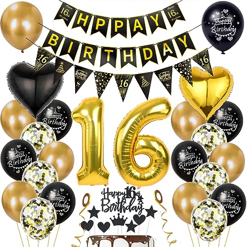 Gold 16. Geburtstag Dekoration Junge Mädchen 16 Geburtstag Deko 16 Jahr Geburtstagdeko 16. Ballon Schwarz Gold Deko 16. Luftballons Schwarz Gold Mädchen 16. Party Deko Gold 16. Geburtstag Dekoration Junge Mädchen 16 Geburtstag Deko 16 Jahr Geburtstagdeko 16. Ballon Schwarz Gold Deko 16. Luftballons Schwarz Gold Mädchen 16. Party Deko von Haosell