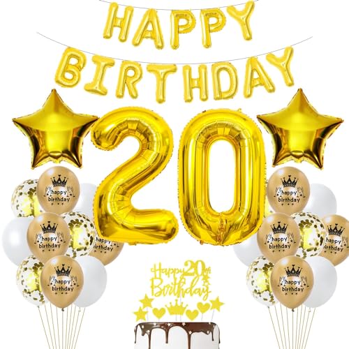 Luftballon 20. Geburtstag Deko Gold 20 Geburtstag Frau Gold Deko 20 Geburtstag Mann Frau Geburtstagsdeko 20 Jahre Luftballon Gold Deko 20 Jahr Geburtstag Gold Ballons 20 Party Dekorationen von Haosell