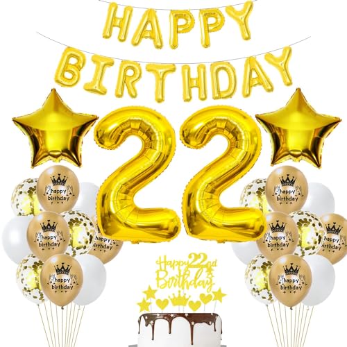 Luftballon 22. Geburtstag Deko Gold 22 Geburtstag Frau Gold Deko 22 Geburtstag Mann Frau Geburtstagsdeko 22 Jahre Luftballon Gold Deko 22 Jahr Geburtstag Gold Ballons 22 Party Dekorationen von Haosell