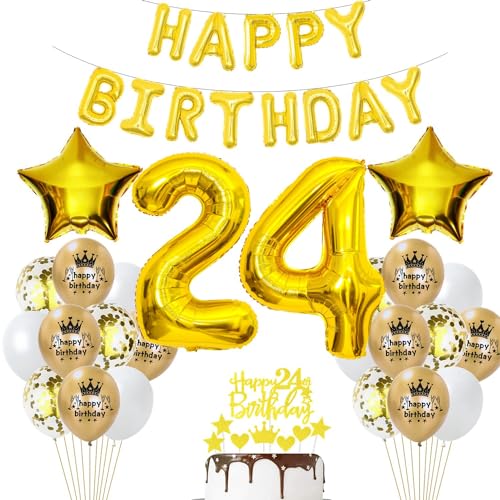 Luftballon 24. Geburtstag Deko Gold 24 Geburtstag Frau Gold Deko 24 Geburtstag Mann Frau Geburtstagsdeko 24 Jahre Luftballon Gold Deko 24 Jahr Geburtstag Gold Ballons 24 Party Dekorationen von Haosell