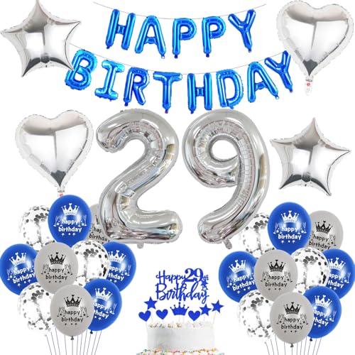 Luftballon 29. Geburtstag mann blau deko Folienballon 29 jahre Geburtstags deko mann männer blau set happy Birthday 29th Geburtstagsdeko 29 mann Ballon 29 jahre Geburtstag mann Dekoration set(29) von Haosell