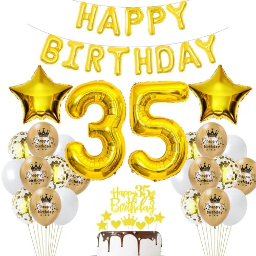 Luftballon 35. Geburtstag Deko Gold 35 Geburtstag Frau Gold Deko 35 Geburtstag Mann Frau Geburtstagsdeko 35 Jahre Luftballon Gold Deko 35 Jahr Geburtstag Gold Ballons 35 Party Dekorationen von Haosell