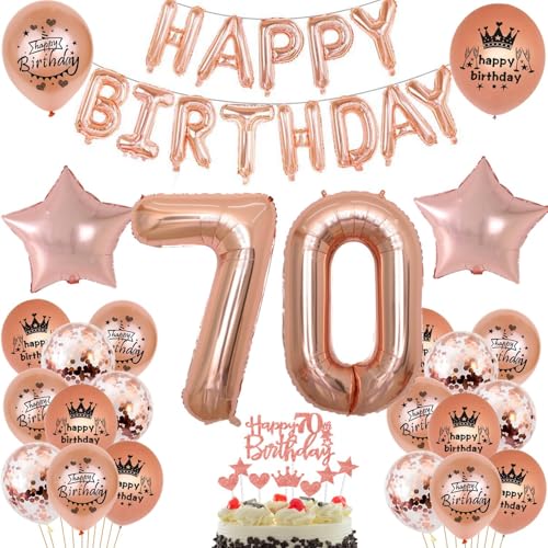 Luftballon 70. Geburtstag frau Rosegold deko Folienballon 70 jahre Geburtstags deko frau Rosegold set happy Birthday 70 Geburtstagsdeko frau Ballon 70 jahre Geburtstag Dekoration Frauen（70） von Haosell