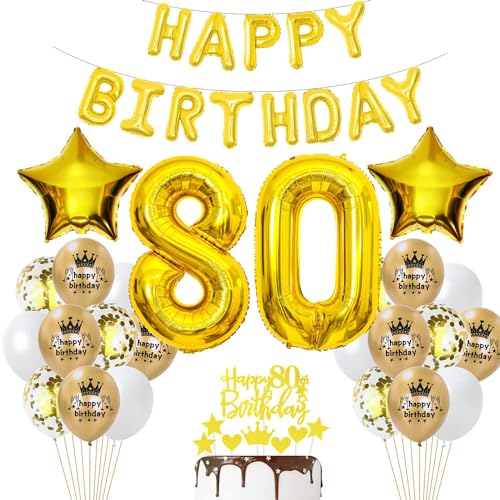 Luftballon 80. Geburtstag Deko Gold 80 Geburtstag Frau Gold Deko 80 Geburtstag Mann Frau Geburtstagsdeko 80 Jahre Luftballon Gold Deko 80 Jahr Geburtstag Gold Ballons 80 Party Dekorationen von Haosell