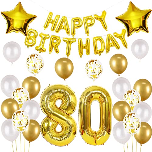 Luftballons 80. Geburtstag mann gold deko Folienballon 80 jahre Geburtstags deko mann männer gold set happy Birthday 80th Geburtstagsdeko 80 mann Ballon 80 jahre Geburtstag mann Dekoration set(80) von Haosell