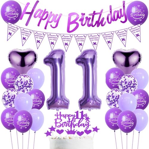 Luftballons Geburtstag 11. Mädchen Lila, 11. Geburtstag Dekoration Mädchen, Luftballons 11. Geburtstag Dekoration Lila,Deko 11. Geburtstag Mädchen, Lila Ballon Geburtstagdeko 11 Jahre Mädchen von Haosell