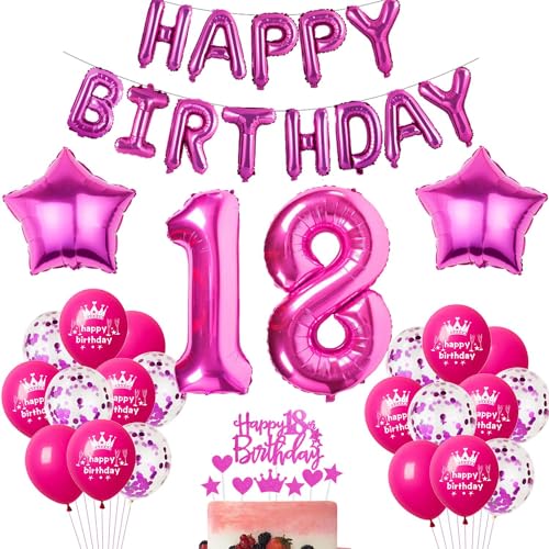 Rosa Luftballon 18. Geburtstag Hot Pink Geburtstag Luftballon 18 Jahre Rosa Ballon 18. Geburtstagsdeko 18 Jahre Geburtstag Mädchen 18 Jahre Party Deko Rosa 18. Mädchen Geburtstag Dekorationen Rose von Haosell