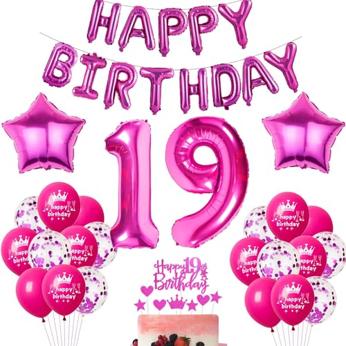 Rosa Luftballon 19. Geburtstag Hot Pink Geburtstag Luftballon 19 Jahre Rosa Ballon 19. Geburtstagsdeko 19 Jahre Geburtstag Mädchen 19 Jahre Party Deko Rosa 19. Mädchen Geburtstag Dekorationen Rose von Haosell