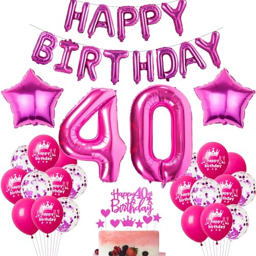 Rosa Luftballon 40. Geburtstag Hot Pink Geburtstag Luftballon 40 Jahre Rosa Ballon 40. Geburtstagsdeko 40 Jahre Geburtstag Frauen 40 Jahre Party Deko Rosa 40. Frau Geburtstag Dekorationen Rose von Haosell