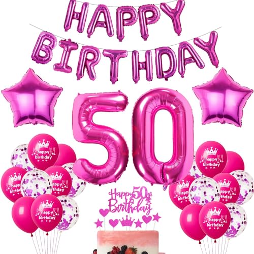 Rosa Luftballon 50. Geburtstag Hot Pink Geburtstag Luftballon 50 Jahre Rosa Ballon 50. Geburtstagsdeko 50 Jahre Geburtstag Frauen 50 Jahre Party Deko Rosa 50. Frau Geburtstag Dekorationen Rose von Haosell