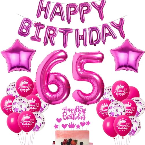 Rosa Luftballon 65. Geburtstag Hot Pink Geburtstag Luftballon 65 Jahre Rosa Ballon 65. Geburtstagsdeko 65 Jahre Geburtstag Frauen 65 Jahre Party Deko Rosa 65. Frau Geburtstag Dekorationen Rose von Haosell