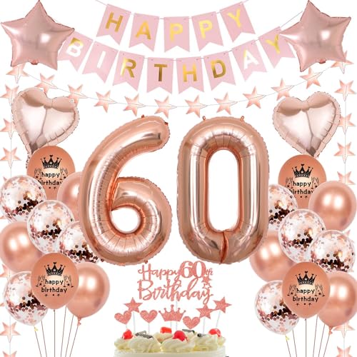 Rosegold Luftballon 60 Geburtstag Frau, 60 Jahr Geburtstag Frau, Ballon 60. Geburtstag Rosegold, Geburtstagsdeko 60 Jahr Rosegold, Frauen Deko 60. Geburtstag, Roségold 60. Party Ballons von Haosell