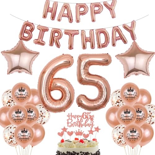 Rosegold Luftballon 65. Geburtstag Frau Rosegold 65. Geburtstag Dekorationen Frau Ballon 65. Geburtstagsdeko Rosegold 65 Geburtstag Frauen Rosegold Geburtstagsdeko 65 Happy Birthday Banner von Haosell