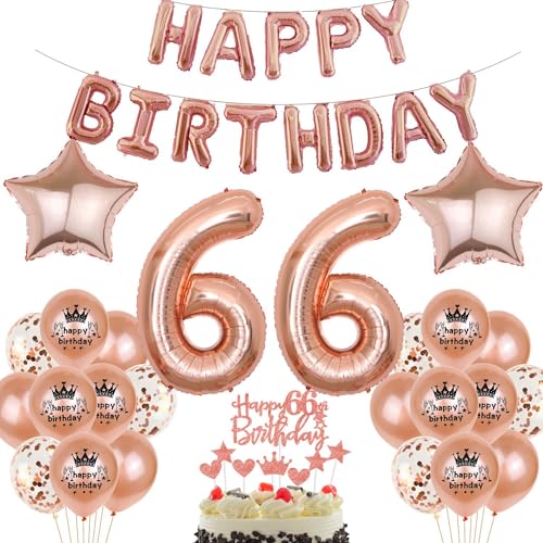 Rosegold Luftballon 66. Geburtstag Frau Rosegold 66. Geburtstag Dekorationen Frau Ballon 66. Geburtstagsdeko Rosegold 66 Geburtstag Frauen Rosegold Geburtstagsdeko 66 Happy Birthday Banner von Haosell