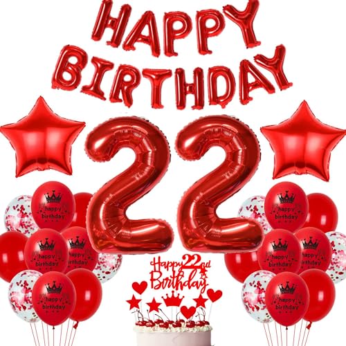 Rot 22. Geburtstag Deko Luftballon 22 Geburtstag Frau Rot 22. Ballons Party Deko Frau 22 Jahre Geburtstagsdeko Rot Ballon 22 Geburtstag Luftballons Frau Junge 22. Party Dekoration Rot von Haosell