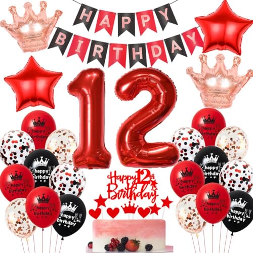 Rot Geburtstagsdeko 12 Jahr Mädchen, 12 Geburtstag Deko Schwarzes Rot, Luftballons 12. Geburtstag Mädchen Rot Schwarz, 12 Jahr Luftballons Schwarz Rot, 12. Party Deko Ballon Rot Geburtstagsdeko 12 Jahr Mädchen, 12 Geburtstag Deko Schwarzes Rot, Luftballons 12. Geburtstag Mädchen Rot Schwarz, 12 Jahr Luftballons Schwarz Rot, 12. Party Deko Ballon von Haosell