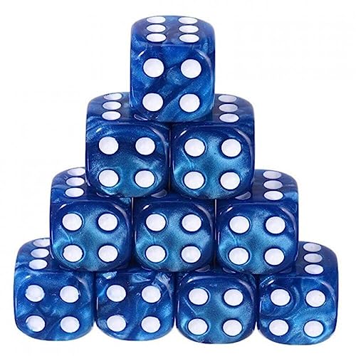 6-seitige Würfel 10pcs 16mm Acrylwürfel Standard-Spiel Würfel Unterrichten Mathematischer Würfel Runde Kanten Würfel Für Brettspiel von Haowul