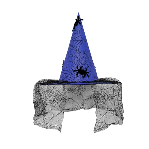 Halloween Hexenhut mit Fransen Spitze Party Zauberer Hut Unisex Spitzer Hexenhut Erwachsene Kinder Cosplay Kostüm Kopfbedeckung von Haoyull