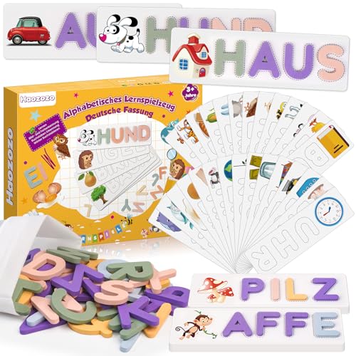 Haozozo Montessori Spielzeug ab 3 4 5 6 7 8 Jahre, Buchstaben Lernen Geschenk Mädchen 3-8 Jahre Lernspiele ab 3-8 Jahre Geschenk Junge 3-8 Jahre Kinderspielzeug ab 3-6 Jahre Geschenk Einschulung von Haozozo