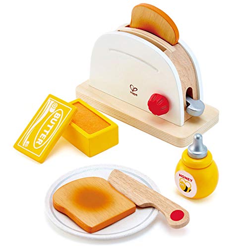 Hape Pop-up-Toaster-Set| Küchen-Fantasiespiel mit Frühstückszubehör für Kinder von Hape, Weiß von Hape