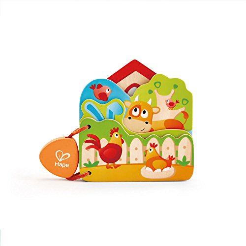 Hape International E0046 Baby's Farm Animal Child Safe Wooden Book Baby-Buch Tiere auf dem Bauernhof Display (6 Stück), Multicolored, ND von Hape