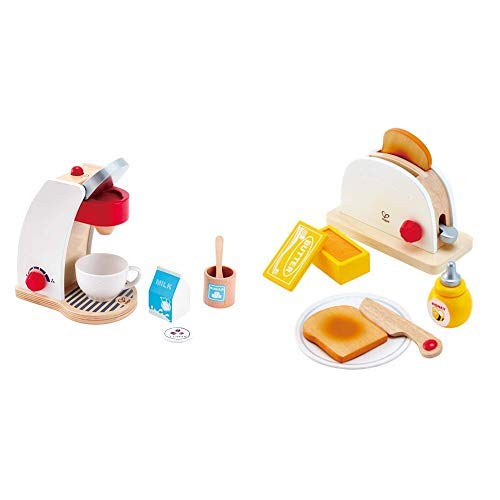 Hape E3146 Kaffeemaschine, Weiß & Hape E3148 - Pop-Up-Toaster-Set von Hape