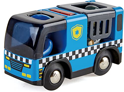 Hape Eisenbahnwelt Polizeiauto mit Sirene, Spielfigur &-Fahrzeug, ab 3 Jahren von Hape