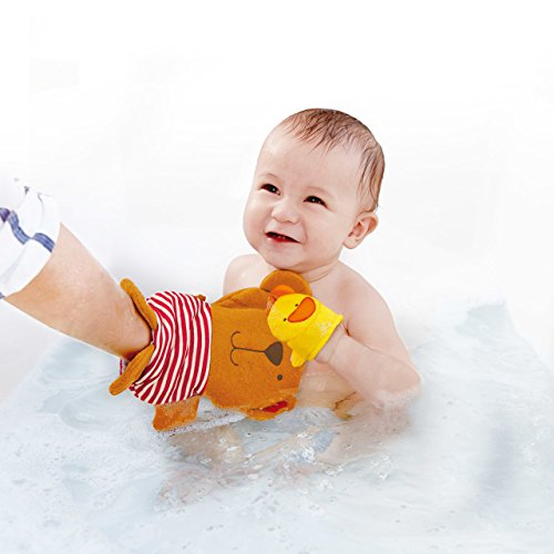 Hape HAP-E0200 Badehandschuh-Set, Teddy und Ente, Mehrfarbig von Hape