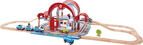 Großstadtbahnhof von Hape | Bahnhofsset für Fantasiespiele aus Holz und mit Projektor und Rekorder | Für Kinder Großstadtbahnhof von Hape | Bahnhofsset für Fantasiespiele aus Holz und mit Projektor und Rekorder | Für Kinder von Hape