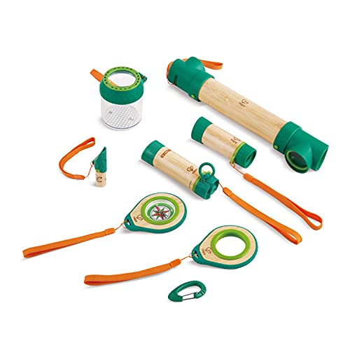 Hape 8-in-1 Nature Fun Bambus-Explorer-Kit für Kinder ab 4 Jahren, mit funktionierender Taschenlampe, Teleskop, Kompass, Periskop und Probenglas von Hape