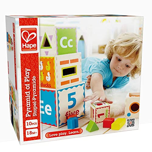 Hape E0413A Buchstaben E0413-Stapelpyramide, Natur + Multicolour von Hape