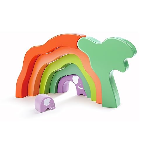 Hape E0489 Blocks Elefant Stapelspielzeug, Mehrfarbig von Hape