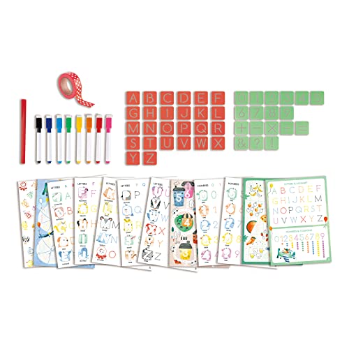 Hape ABC und Zahlen Schablonen, Malset, Zubehör für Spieltafel von Hape