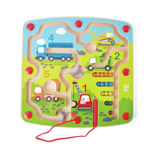 Hape E1713A E1713 Baufahrzeuge-Labyrinth Magnetlabyrinth, Magnetspiel, fördert u. a. die Feinmotorik, ab 24 Monaten von Hape